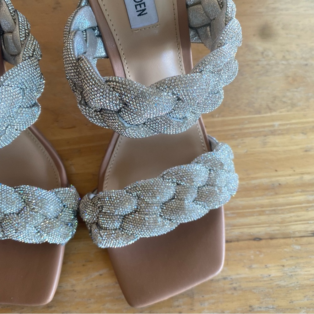 Steve Madden Women's Kenley Chunky Heeled Slip-on Sandal Rhinestone Size 9.5 - Picture 6 of 11